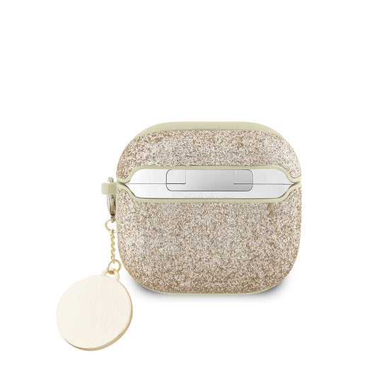 Airpods 4 Kılıf Guess Orjinal Lisanslı Glitter Elmas Kalp Süs Zincirli Kapak