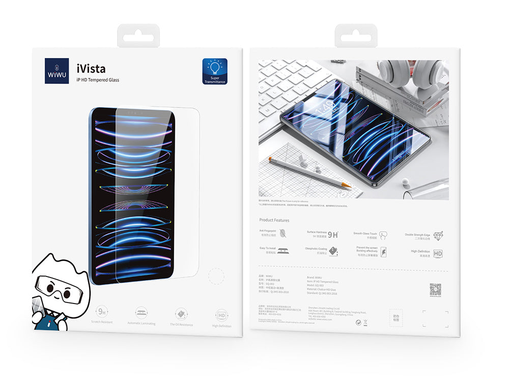 iPad 10.9 2022 (10.Nesil) Wiwu Wi-GQ003 iVista Serisi Oleofobik HD Temperli Cam Ekran Koruyucu