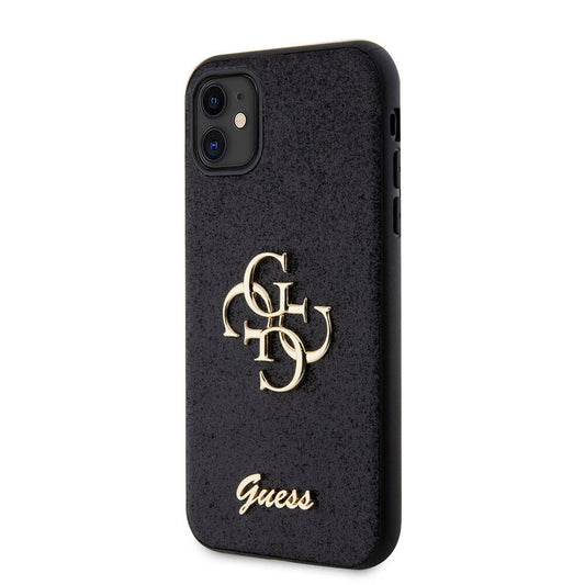 iPhone 11 Kılıf Guess Orjinal Lisanslı 4G Büyük Metal Logolu Glitter Kapak