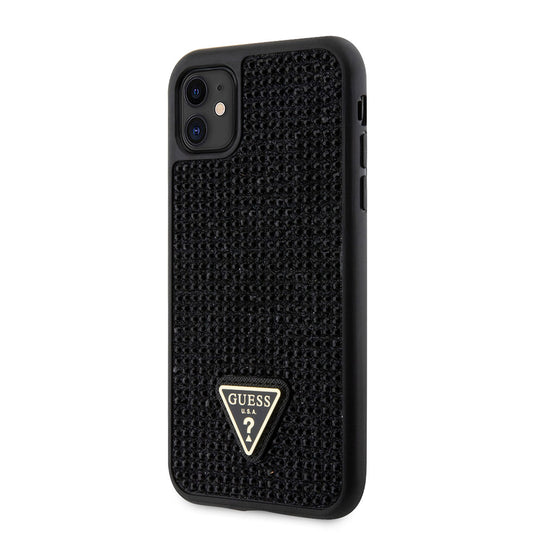 iPhone 11 Kılıf Guess Orjinal Lisanslı Taşlı Arka Yüzey Üçgen Logolu Kapak