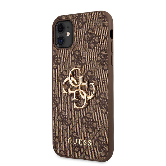 iPhone 11 Kılıf Guess PU Deri Büyük Metal Logo Dizaynlı Kapak