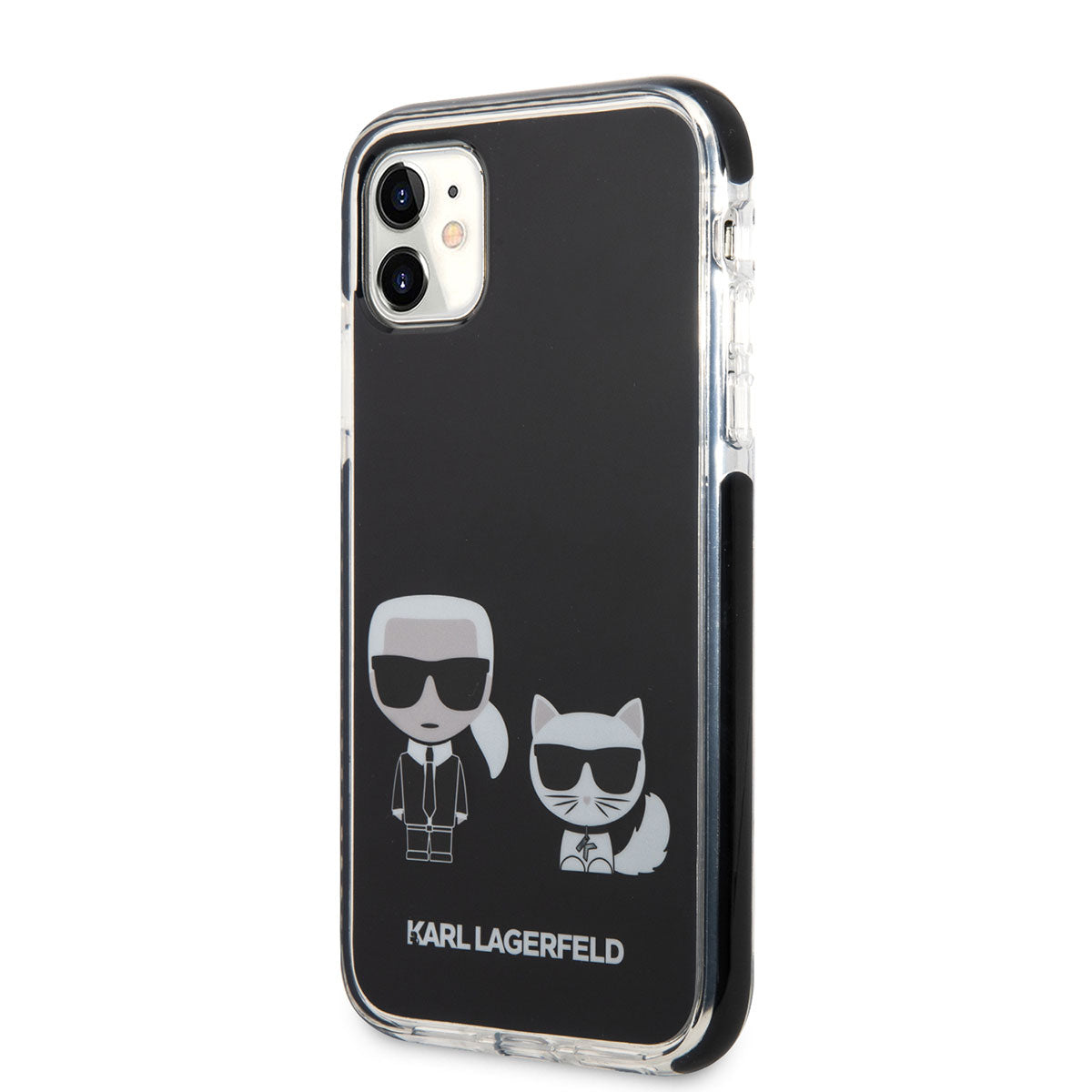 iPhone 11 Kılıf Karl Lagerfeld Kenarları Siyah Silikon K&C Dizayn Kapak