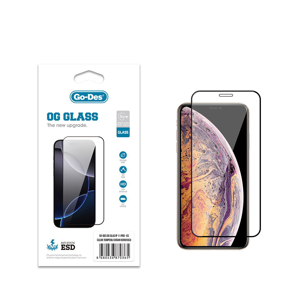 iPhone 11 Pro Go Des OG Glass Antistatik Temperli Cam Ekran Koruyucu