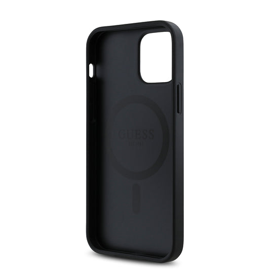 iPhone 12 Pro Kılıf Guess Orjinal Lisanslı M-safe Şarj Özellikli Gül Baskılı 4G Desenli Yazı Logolu Kapak