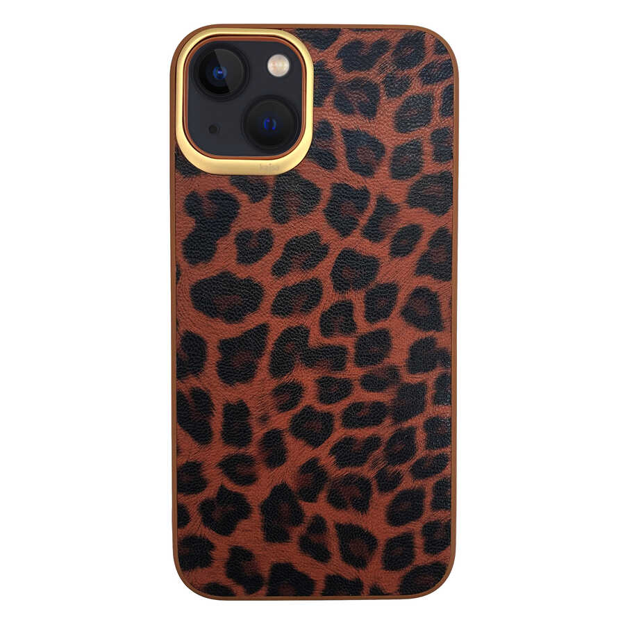 iPhone 13 Kılıf Kajsa Glamorous Serisi Leopard Combo Kapak