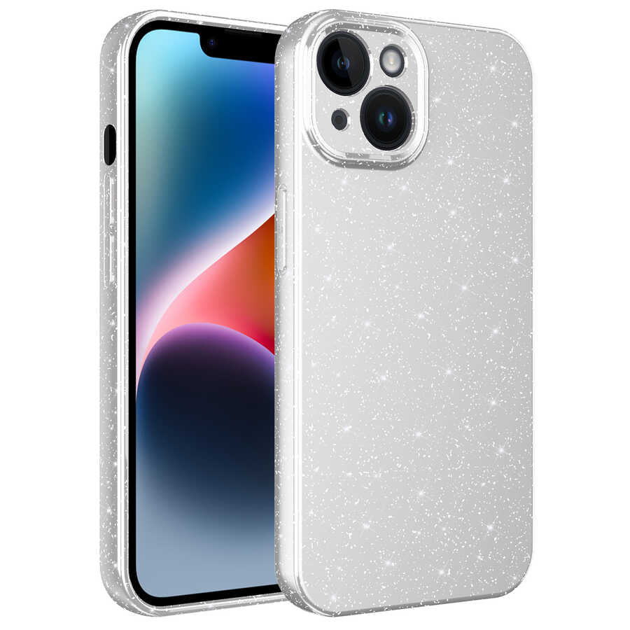 Apple iPhone 13 Kılıf Kamera Korumalı Simli Lüks Zore Koton Kapak