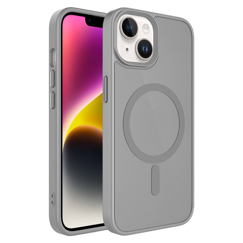 Apple iPhone 13 Kılıf Mat Arka Yüzey Wireless Şarj Özellikli Zore Flet M-safe Kapak