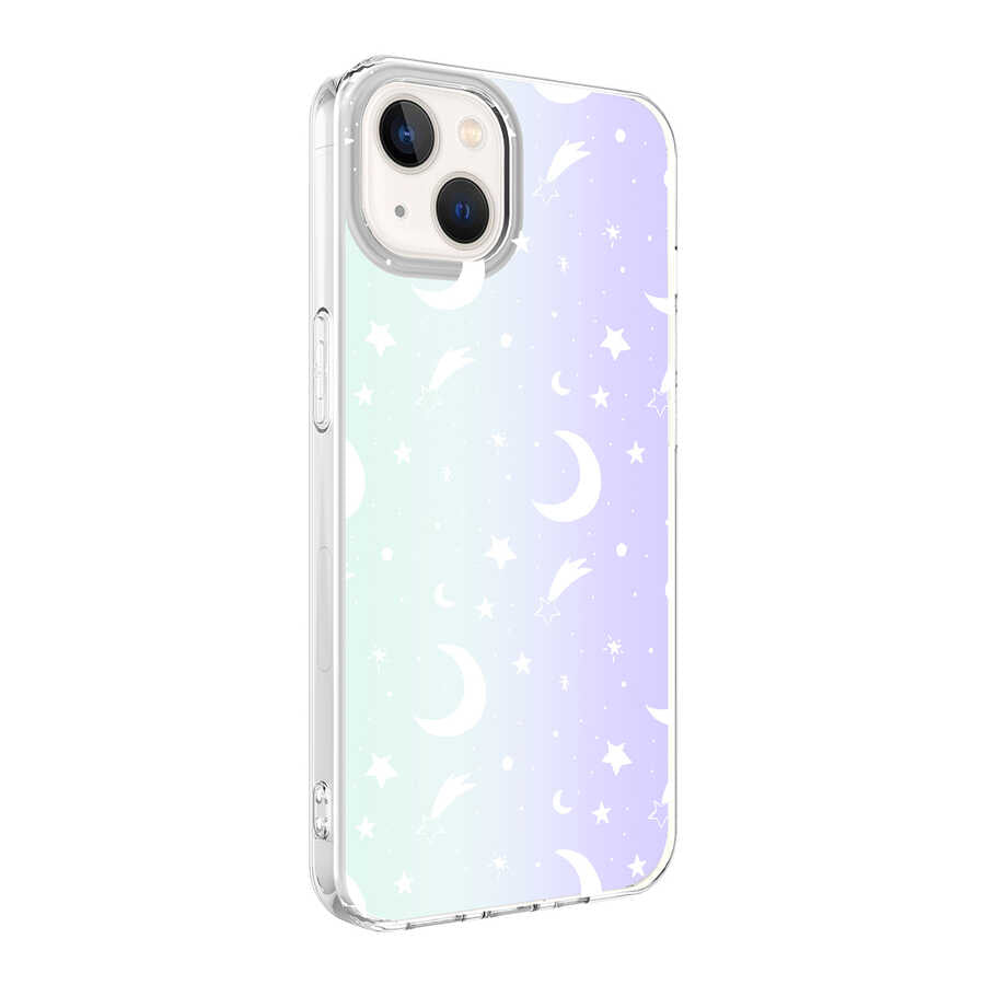 Apple iPhone 13 Kılıf Zore M-Blue Desenli Kapak