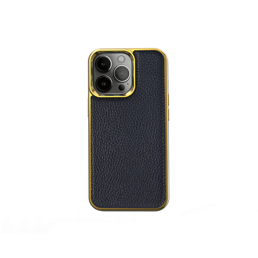 iPhone 13 Pro Kılıf Wiwu Genuine Leather Gold Calfskin Orjinal Deri Kapak
