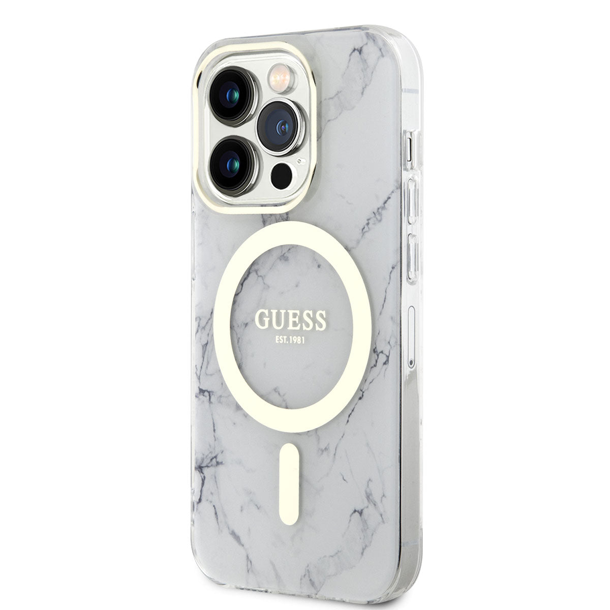 iPhone 13 Pro Max Kılıf GUESS M-safe Şarj Özellikli Mermer Desenli Kapak