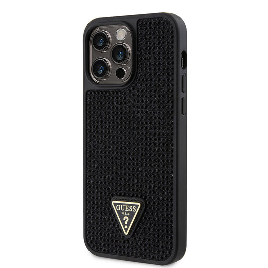 iPhone 13 Pro Max Kılıf Guess Orjinal Lisanslı Taşlı Arka Yüzey Üçgen Logolu Kapak