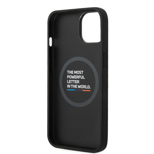 iPhone 14 Kılıf BMW M-safe Şarj Özellikli PU Deri 3 Renkli Logolu Dizayn Kapak