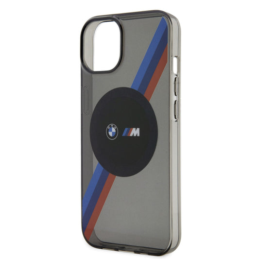 iPhone 14 Kılıf BMW M-safe Şarj Özellikli Transparan 3 Renkli Şerit Dizayn Kapak