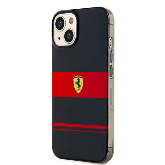 iPhone 14 Kılıf Ferrari Orjinal Lisanslı M-safe Şarj Özellikli Yatay Çizgili Dizayn Kapak
