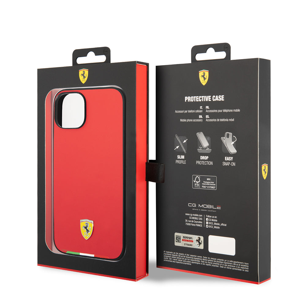 iPhone 14 Kılıf Ferrari Orjinal Lisanslı PU Deri İtalyan Bayrak Dizayn Kapak