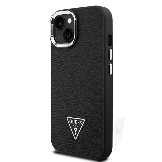 iPhone 14 Kılıf Guess Orjinal Lisanslı M-safe Şarj Özellikli Grained Triangle Kapak