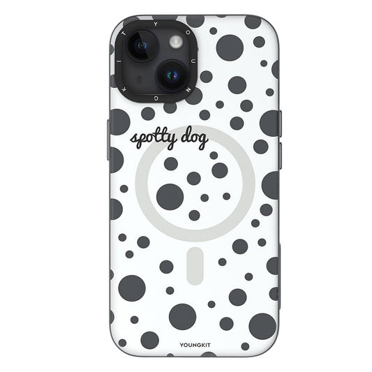 iPhone 14 Kılıf M-safe Şarj Özellikli Polka Dot Desenli Youngkit Spots Serisi Kapak