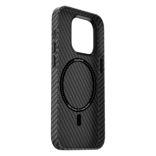 iPhone 14 Plus Kılıf Wiwu Karbon Fiber Görünümlü M-safe Wireless Şarj Özellikli Kabon Kapak