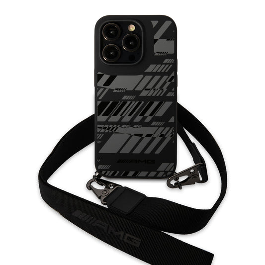 iPhone 14 Pro Kılıf AMG Liquid Silikon Strap Telefon Askılı Grafik Dizayn Kapak