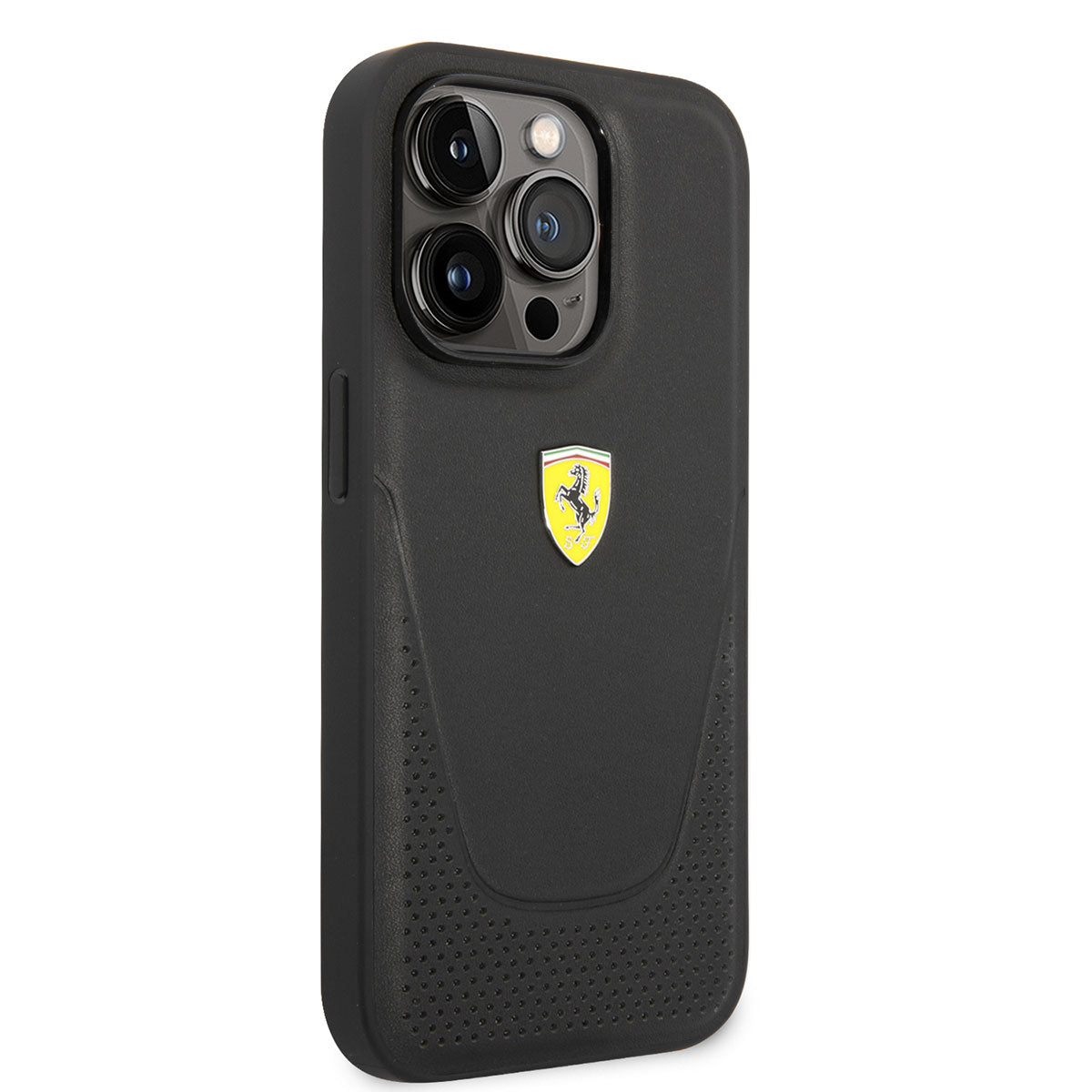 iPhone 14 Pro Kılıf Ferrari Deri Delikli Dizayn Kapak