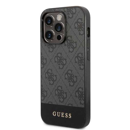 iPhone 14 Pro Kılıf GUESS PU Deri Şerit Logo Dizaynlı Kapak