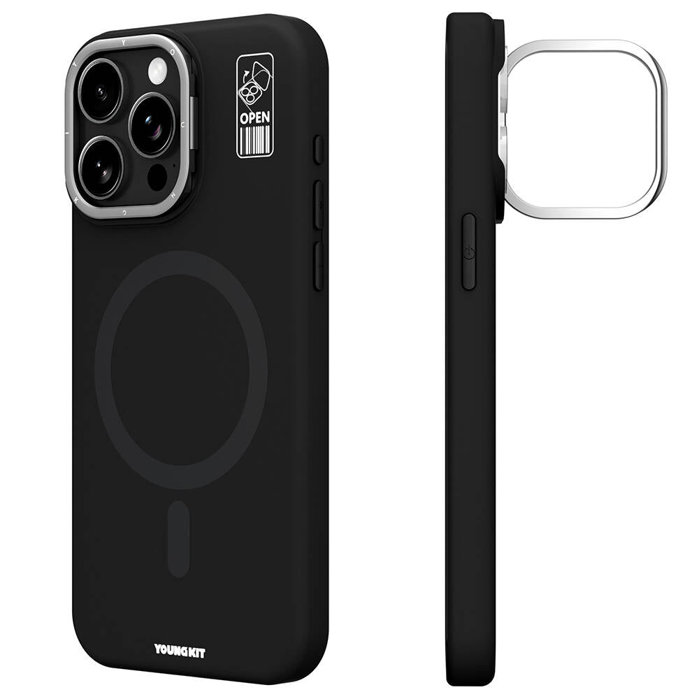 iPhone 14 Pro Kılıf M-safe Şarj Özellikli Kamera Standlı Youngkit Bitty Cream Kapak