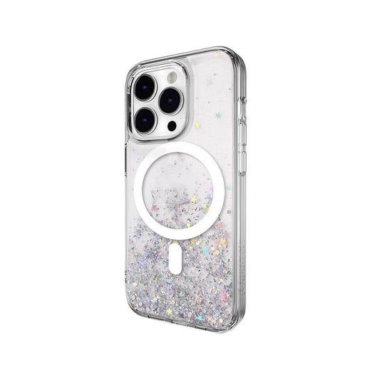 iPhone 14 Pro Kılıf M-safe Şarj Özellikli Parlayan Simli Şeffaf Lisanslı Switcheasy Starfield-M Kapak