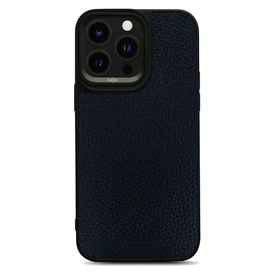 iPhone 14 Pro Kılıf Soft Deri Metal Kamera Çerçeveli Kajsa Litchi Kapak