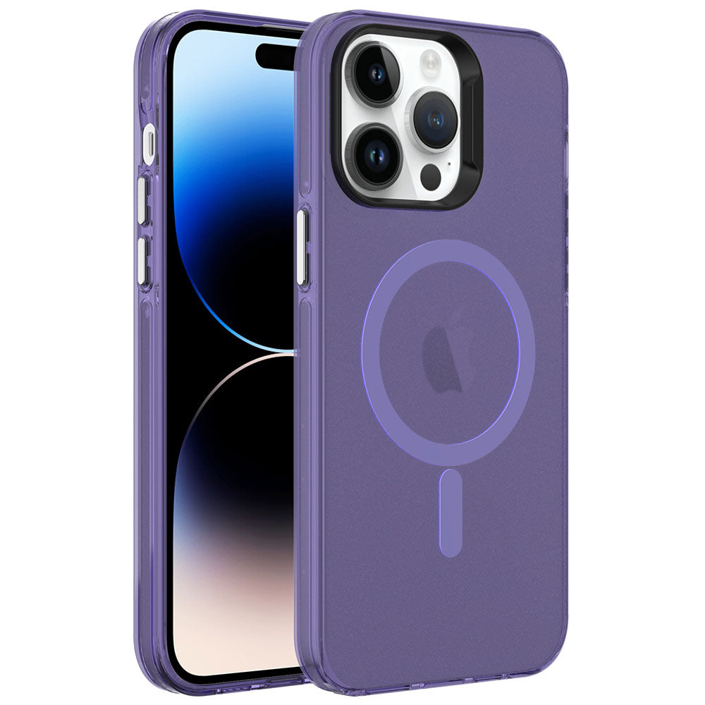 Apple iPhone 14 Pro Kılıf Zore M-safe Şarj Özellikli Buzlu Transparan C-Pro Sert Kapak