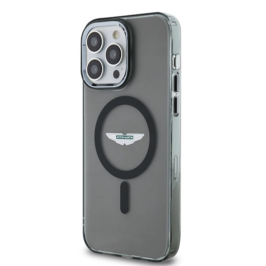 iPhone 14 Pro Max Kılıf Aston Martin Orjinal Lisanslı M-safe Şarj Özellikli IML Baskı Logolu Metal Düğmeli Kapak