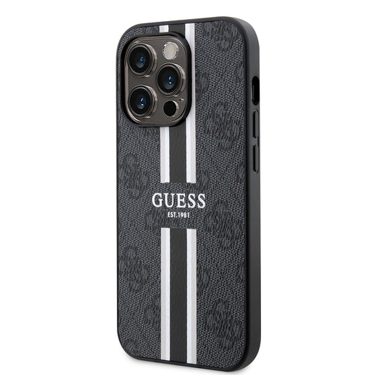 iPhone 14 Pro Max Kılıf Guess Orjinal Lisanslı M-safe Şarj Özellikli 4G Şerit Tasarımlı Printed Kapak