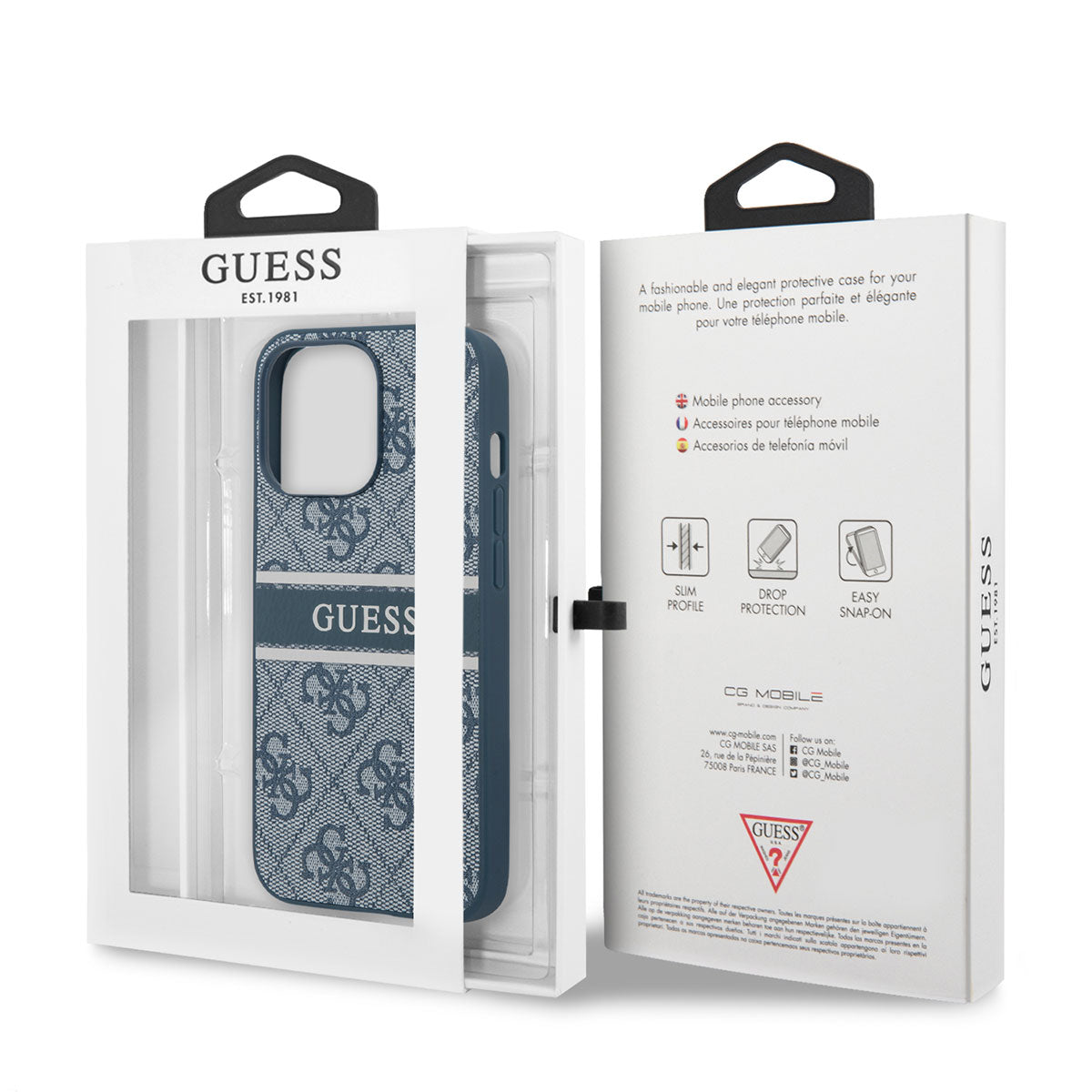 iPhone 14 Pro Max Kılıf GUESS PU Deri Çizgili Logo Dizaynlı Kapak