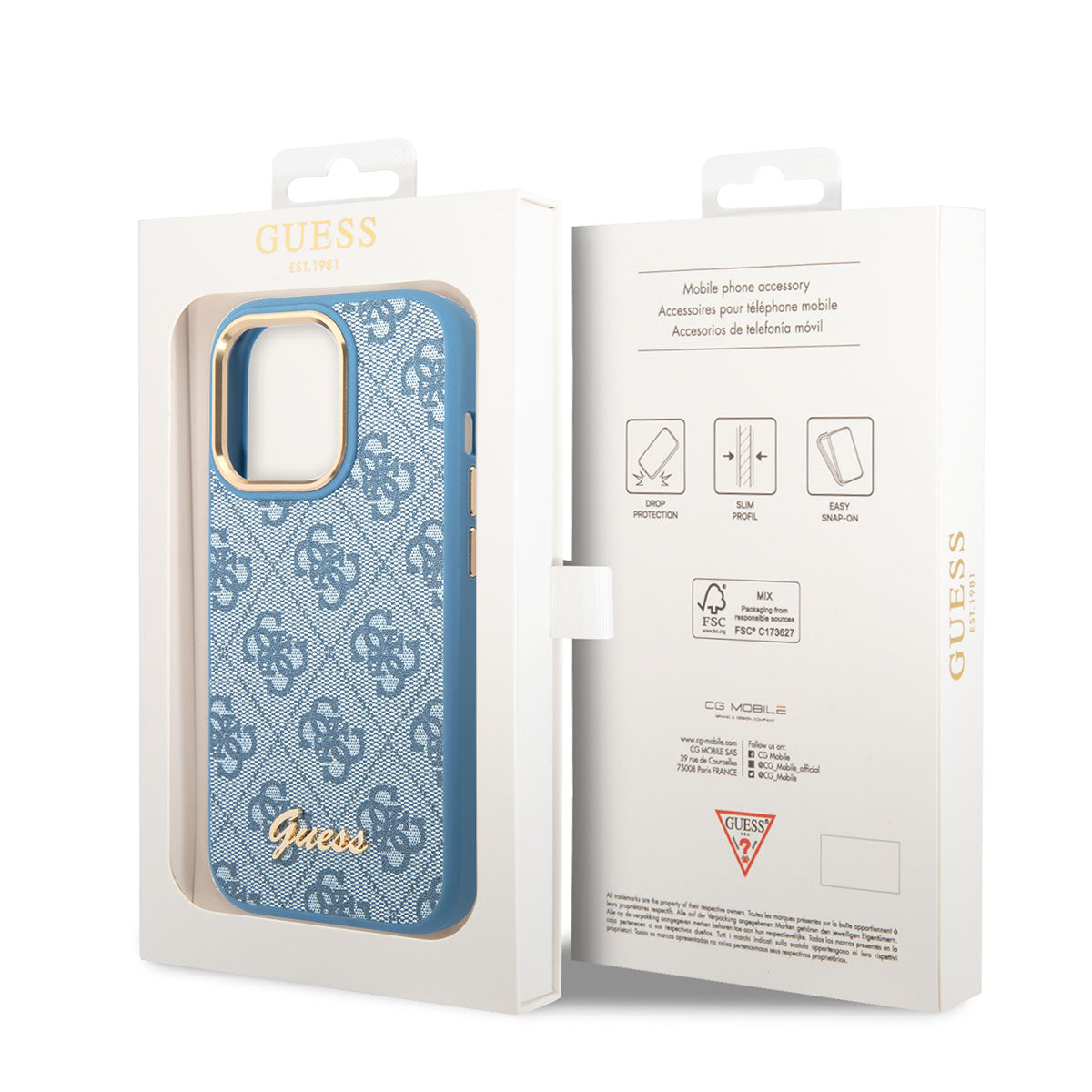 iPhone 14 Pro Max Kılıf GUESS PU Deri Metal Logo Dizaynlı Kapak