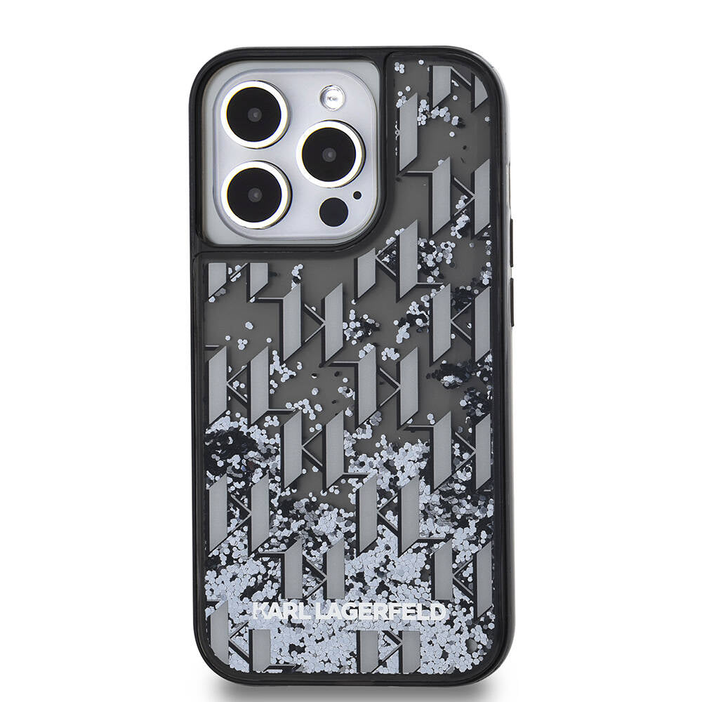 iPhone 14 Pro Max Kılıf Karl Lagerfeld Orjinal Lisanslı Simli KL Yazılı Monogram Gradıent Kapak