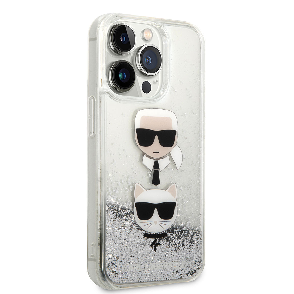 iPhone 14 Pro Max Kılıf Karl Lagerfeld Sıvılı Simli K&C Head Dizayn Kapak