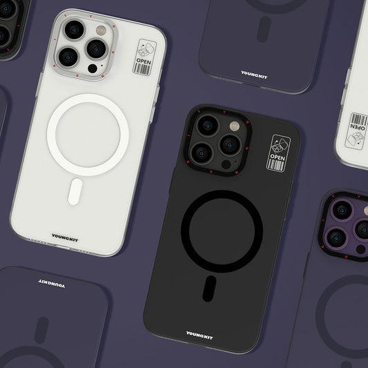 iPhone 14 Pro Max Kılıf M-safe Şarj Özellikli Standlı YoungKit Hermit Bracket Serisi Kapak