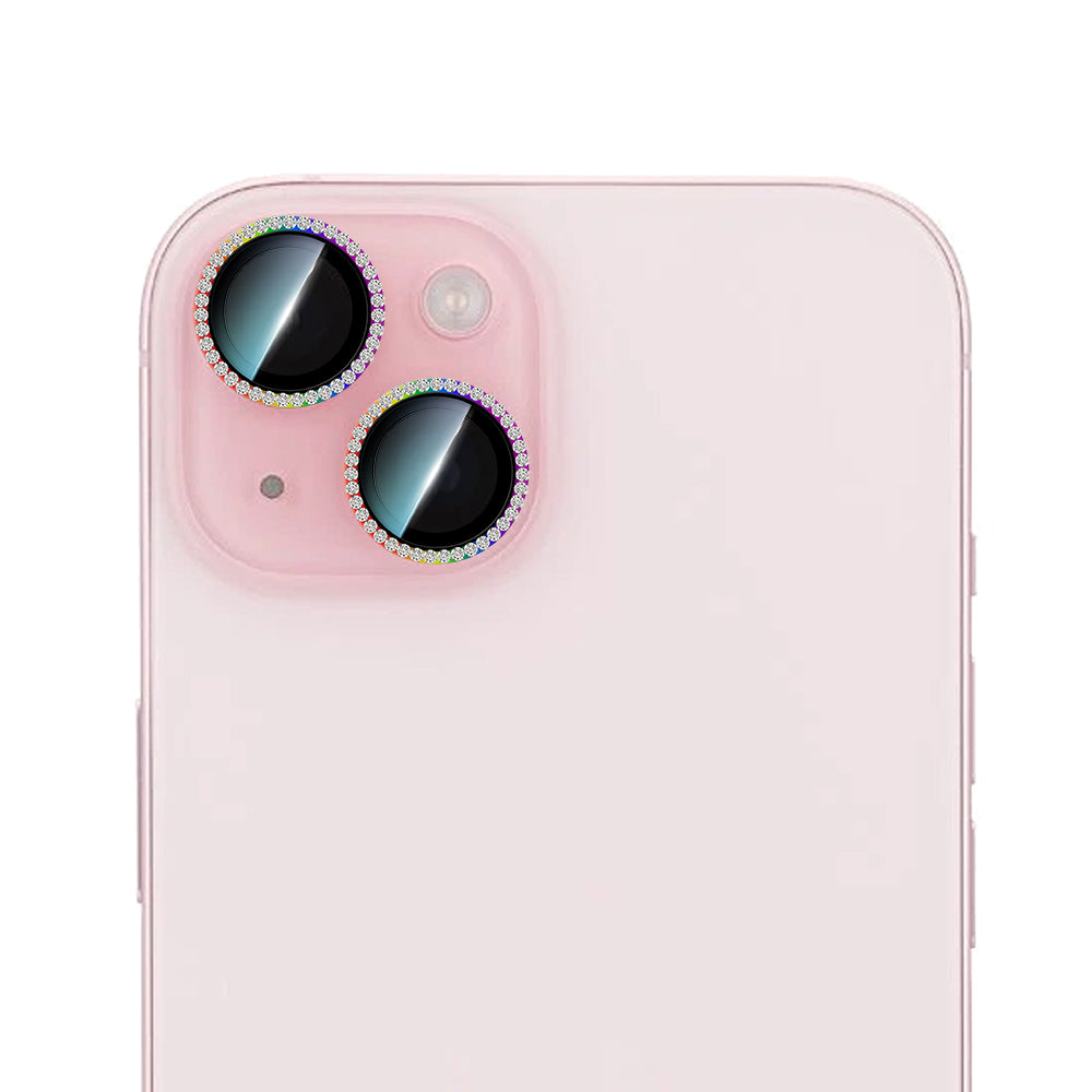 iPhone 15 CaseWorld Alloy Sparkling Diamond Serisi Taşlı Lens Koruyucu