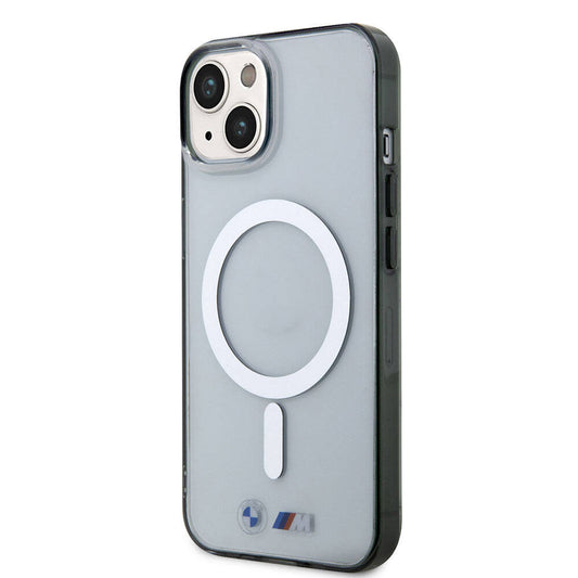 iPhone 15 Kılıf BMW M-safe Şarj Özellikli Transparan Silver Ring Orjinal Lisanslı Kapak