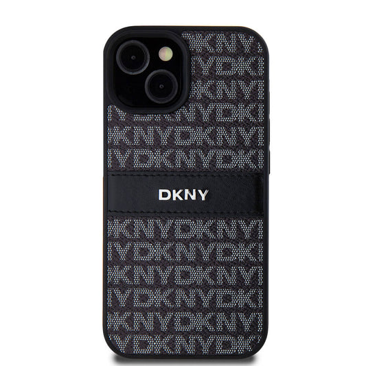 iPhone 15 Kılıf DKNY Orjinal Lisanslı 3D Yazılı Repeat Texture Pattern Kapak