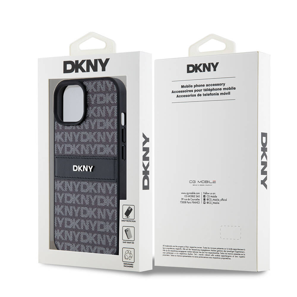 iPhone 15 Kılıf DKNY Orjinal Lisanslı 3D Yazılı Repeat Texture Pattern Kapak