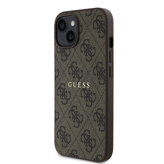 iPhone 15 Kılıf Guess Orjinal Lisanslı M-safe Şarj Özellikli 4G Desen Yazı Logolu Kapak