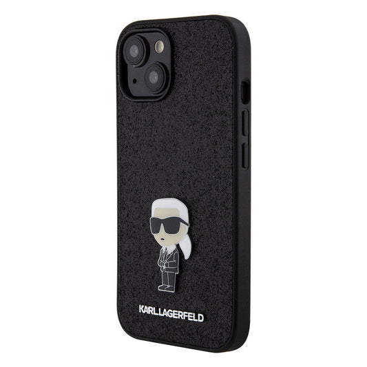 iPhone 15 Kılıf Karl Lagerfeld İkonik Fixed Glitter Metal Logo Orjinal Lisanslı Kapak