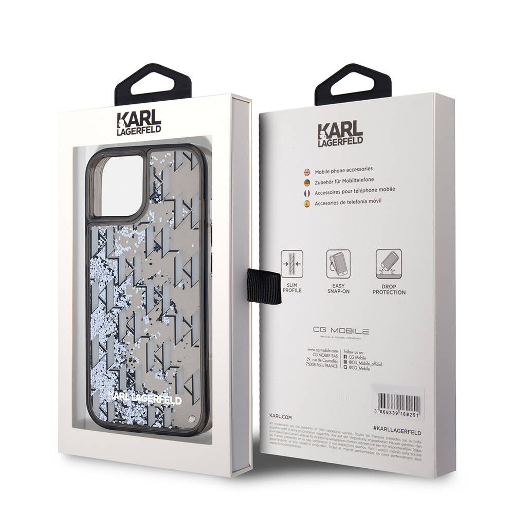 iPhone 15 Kılıf Karl Lagerfeld Orjinal Lisanslı Simli KL Yazılı Monogram Gradıent Kapak