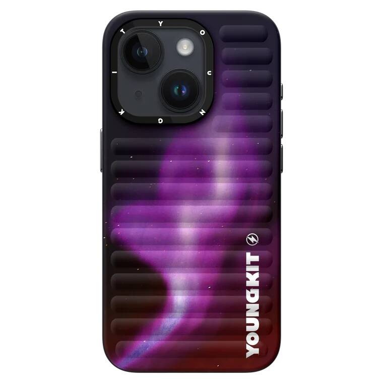iPhone 15 Kılıf Kuzey Işıkları Desenli Youngkit Aurora Serisi Kapak