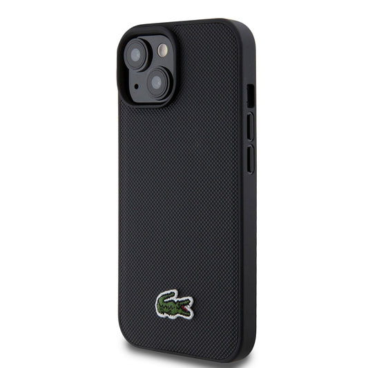 iPhone 15 Kılıf Lacoste Orjinal Lisanslı PU Pike Desenli Arka Yüzey İkonik Timsah Dokuma Logolu Kapak + Type-C Kablo 1.5m
