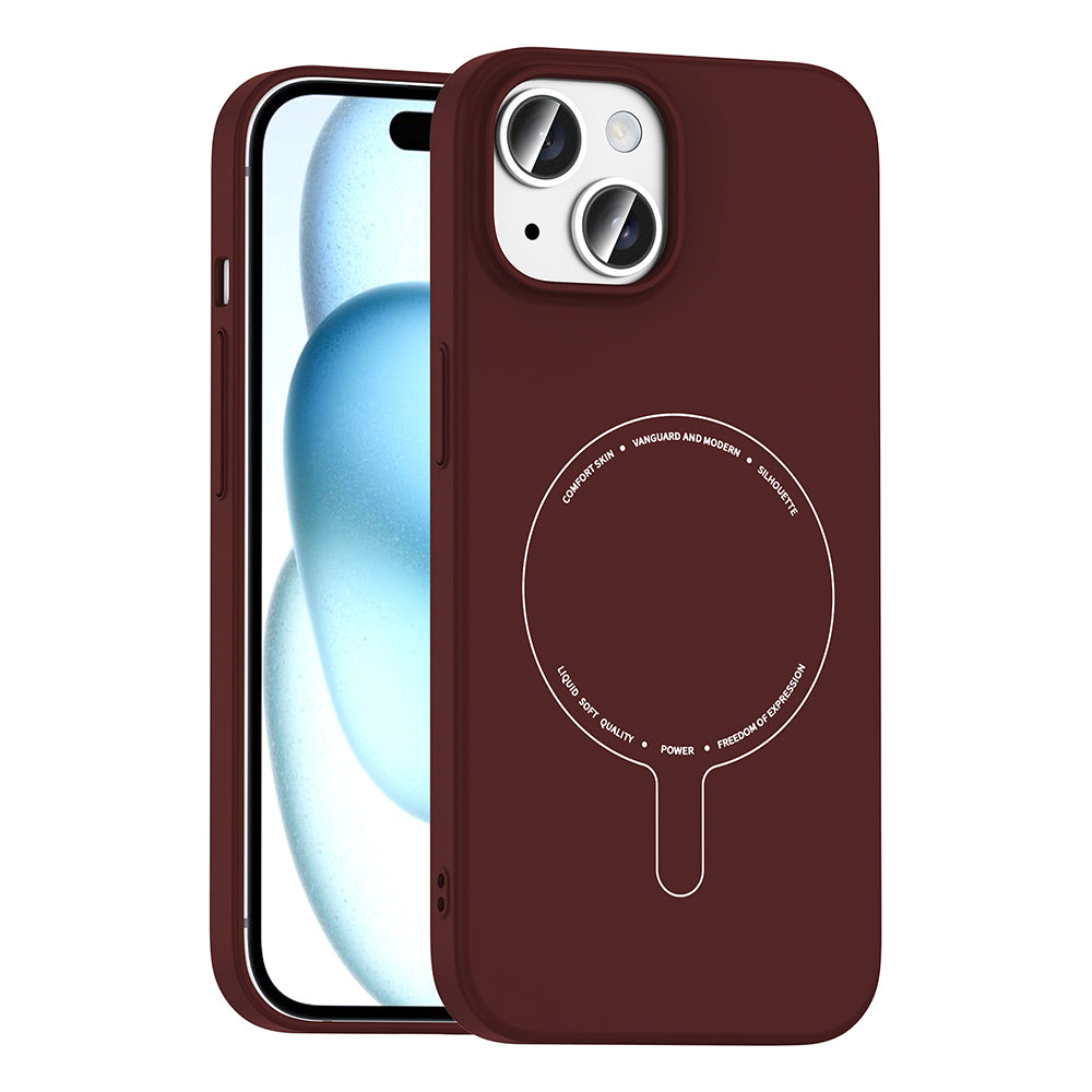 Apple iPhone 15 Kılıf M-Safe Şarj Özellikli Kamera Korumalı Zore Elio Sert PC Kapak