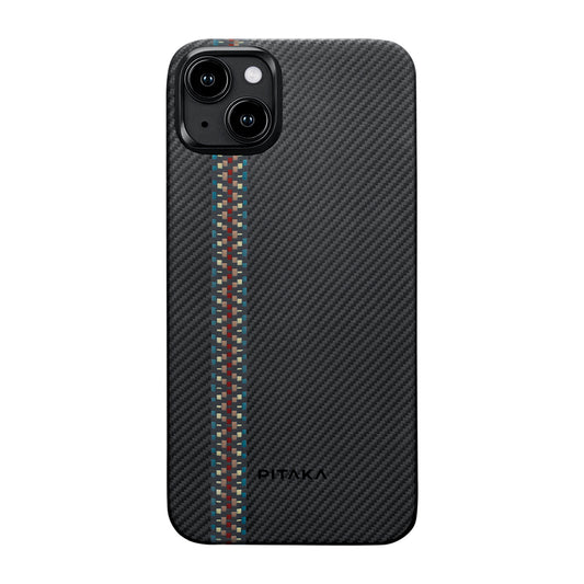 iPhone 15 Kılıf M-safe Şarj Özellikli 600D Aramid Fiber Pitaka Tactile Woven Orchestra Serisi Rhapsody Kapak