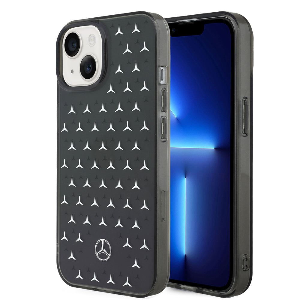 iPhone 15 Kılıf Mercedes Benz Çift Katmanlı Yıldız Desenli Dizayn Kapak