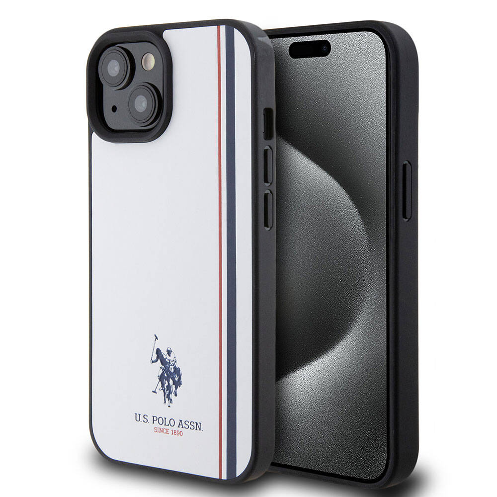 iPhone 15 Kılıf U.S. Polo Assn. Orjinal Lisanslı Üç Renk Şerit Tasarımlı Baskı Logolu Kapak