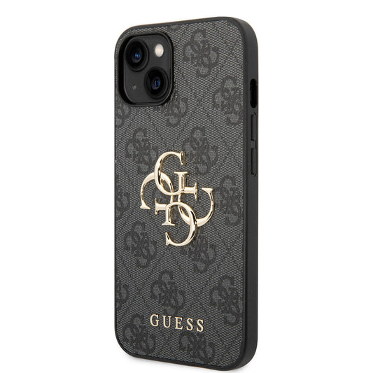 iPhone 15 Plus Kılıf Guess Orjinal Lisanslı PU Deri Yazı ve 4G Metal Logolu Desenli Kapak